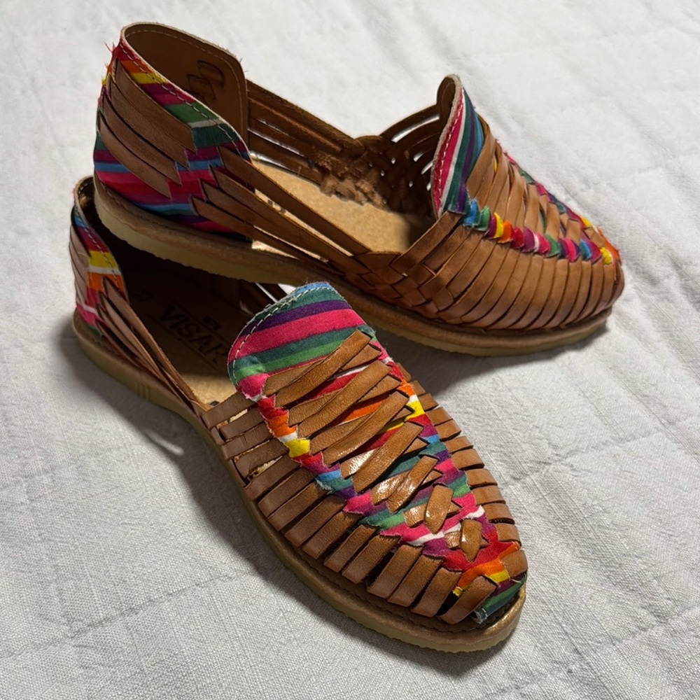 Colorful Leather Huarache Sandals